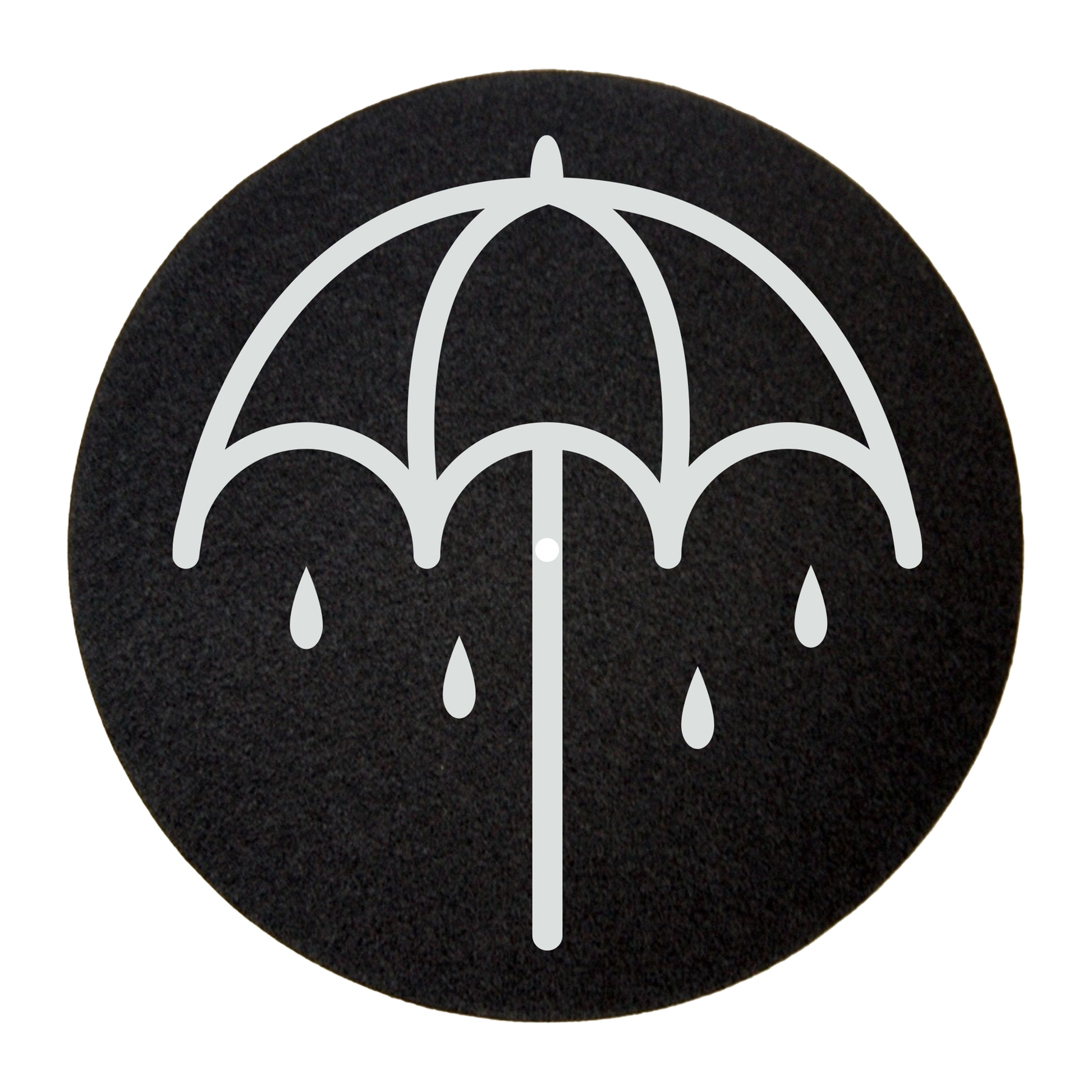 Black slipmat with a white umbrella print.